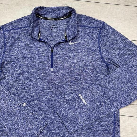 Nike Dri-FIT 1/4 Zip Running Shirt Blue Heather Size XL Long Sleeve Reflective - Picture 2 of 8